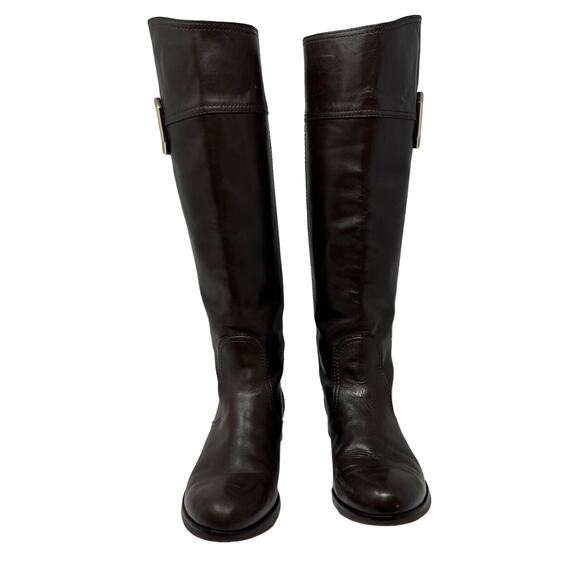 Tory Burch Boots Women's 8M Brown Leather Tall Equestrian Riding Boots Back Zip - Picture 3 of 16